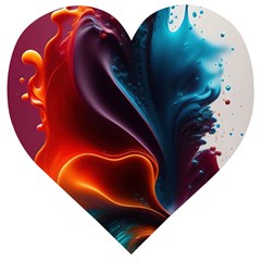 Ai Generated Swirl Splash Blaze Design Art Wooden Puzzle Heart by Ravend