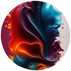 Ai Generated Swirl Splash Blaze Design Art Wooden Puzzle Round by Ravend