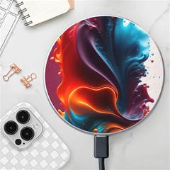 Ai Generated Swirl Splash Blaze Design Art Wireless Fast Charger(white) by Ravend