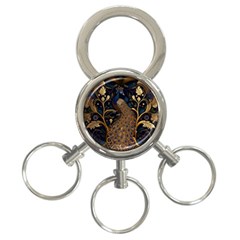 Peacock Plumage Bird Decorative Pattern Graceful 3-ring Key Chain by Ravend