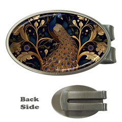 Peacock Plumage Bird Decorative Pattern Graceful Money Clips (oval)  by Ravend