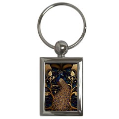 Peacock Plumage Bird Decorative Pattern Graceful Key Chain (rectangle) by Ravend