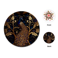 Peacock Plumage Bird Decorative Pattern Graceful Playing Cards Single Design (round) by Ravend