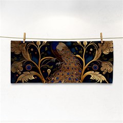 Peacock Plumage Bird Decorative Pattern Graceful Hand Towel by Ravend