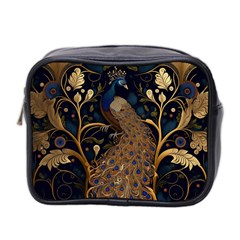 Peacock Plumage Bird Decorative Pattern Graceful Mini Toiletries Bag (two Sides) by Ravend