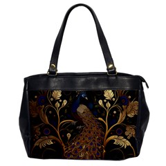 Peacock Plumage Bird Decorative Pattern Graceful Oversize Office Handbag by Ravend