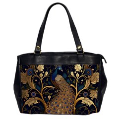 Peacock Plumage Bird Decorative Pattern Graceful Oversize Office Handbag (2 Sides) by Ravend