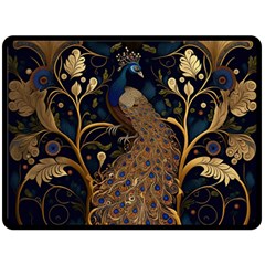 Peacock Plumage Bird Decorative Pattern Graceful One Side Fleece Blanket (large) by Ravend