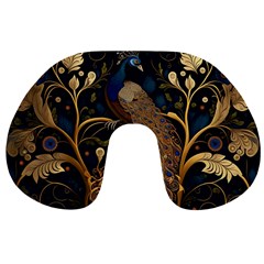 Peacock Plumage Bird Decorative Pattern Graceful Travel Neck Pillow by Ravend