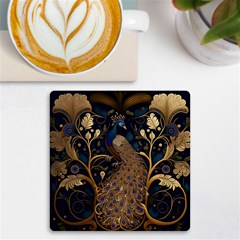 Peacock Plumage Bird Decorative Pattern Graceful Uv Print Square Tile Coaster  by Ravend