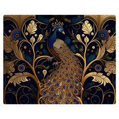 Peacock Plumage Bird Decorative Pattern Graceful One Side Premium Plush Fleece Blanket (medium) by Ravend