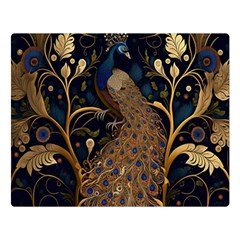 Peacock Plumage Bird Decorative Pattern Graceful One Side Premium Plush Fleece Blanket (large) by Ravend