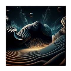 Ai Generated Swirl Space Design Fractal Light Tile Coaster