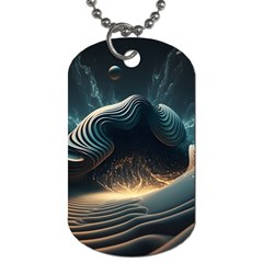 Ai Generated Swirl Space Design Fractal Light Dog Tag (two Sides) by Ravend