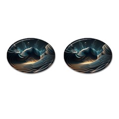 Ai Generated Swirl Space Design Fractal Light Cufflinks (oval)