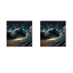 Ai Generated Swirl Space Design Fractal Light Cufflinks (Square)