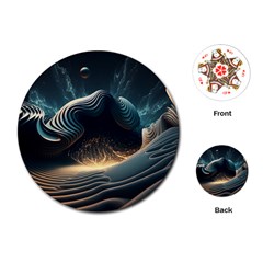 Ai Generated Swirl Space Design Fractal Light Playing Cards Single Design (Round)