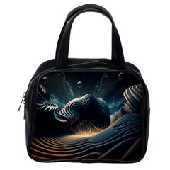 Ai Generated Swirl Space Design Fractal Light Classic Handbag (one Side) by Ravend