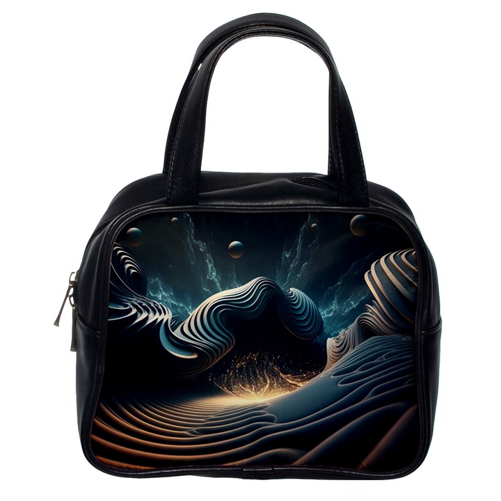 Ai Generated Swirl Space Design Fractal Light Classic Handbag (One Side)