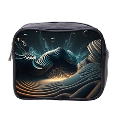 Ai Generated Swirl Space Design Fractal Light Mini Toiletries Bag (Two Sides)