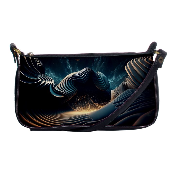 Ai Generated Swirl Space Design Fractal Light Shoulder Clutch Bag