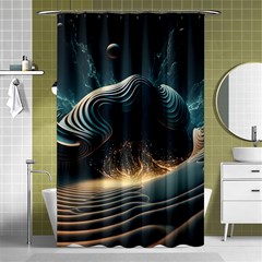 Ai Generated Swirl Space Design Fractal Light Shower Curtain 48  X 72  (small)  by Ravend