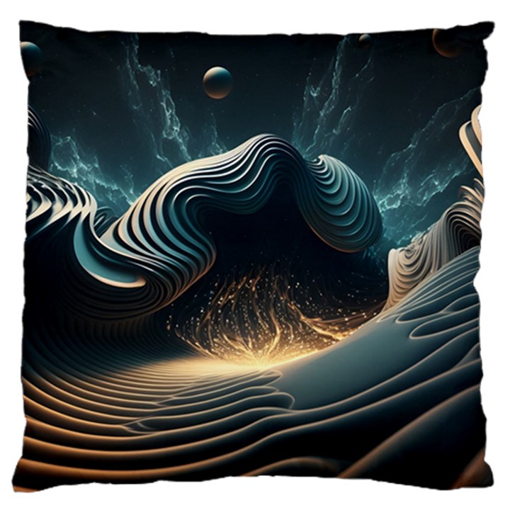 Ai Generated Swirl Space Design Fractal Light Large Cushion Case (Two Sides)