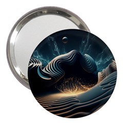 Ai Generated Swirl Space Design Fractal Light 3  Handbag Mirrors by Ravend