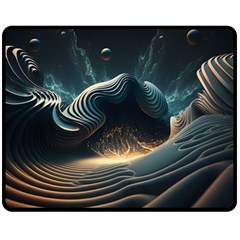 Ai Generated Swirl Space Design Fractal Light Fleece Blanket (Medium)