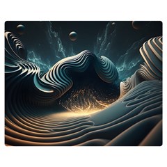 Ai Generated Swirl Space Design Fractal Light Premium Plush Fleece Blanket (medium) by Ravend