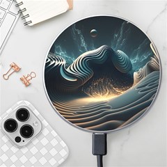 Ai Generated Swirl Space Design Fractal Light Wireless Fast Charger(White)