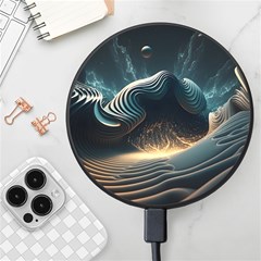 Ai Generated Swirl Space Design Fractal Light Wireless Fast Charger(Black)