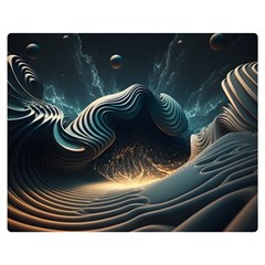 Ai Generated Swirl Space Design Fractal Light One Side Premium Plush Fleece Blanket (medium) by Ravend