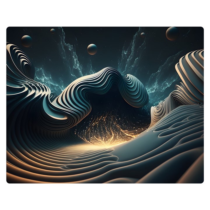 Ai Generated Swirl Space Design Fractal Light One Side Premium Plush Fleece Blanket (Medium)