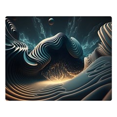 Ai Generated Swirl Space Design Fractal Light One Side Premium Plush Fleece Blanket (large) by Ravend