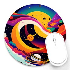 Ai Generated Moon Art Design Graphic Shape Round Mousepad by Ravend