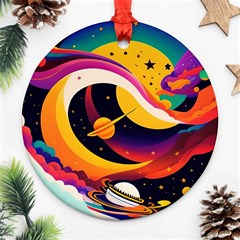 Ai Generated Moon Art Design Graphic Shape Ornament (round) by Ravend