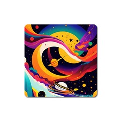 Ai Generated Moon Art Design Graphic Shape Square Magnet by Ravend