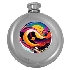 Ai Generated Moon Art Design Graphic Shape Round Hip Flask (5 Oz) by Ravend