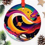 Ai Generated Moon Art Design Graphic Shape Round Ornament (Two Sides) Back