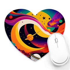 Ai Generated Moon Art Design Graphic Shape Heart Mousepad by Ravend