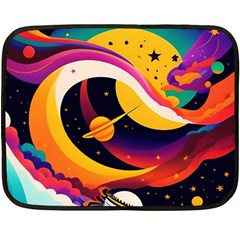 Ai Generated Moon Art Design Graphic Shape One Side Fleece Blanket (mini) by Ravend