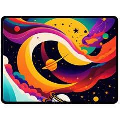 Ai Generated Moon Art Design Graphic Shape One Side Fleece Blanket (large) by Ravend