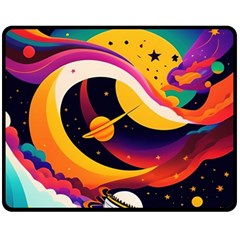 Ai Generated Moon Art Design Graphic Shape One Side Fleece Blanket (medium) by Ravend