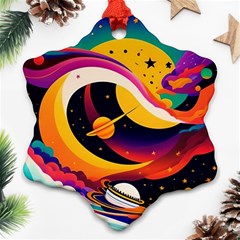 Ai Generated Moon Art Design Graphic Shape Snowflake Ornament (two Sides) by Ravend