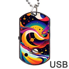 Ai Generated Moon Art Design Graphic Shape Dog Tag Usb Flash (one Side) by Ravend