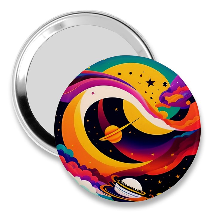 Ai Generated Moon Art Design Graphic Shape 3  Handbag Mirrors