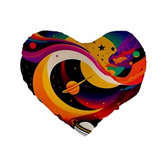 Ai Generated Moon Art Design Graphic Shape Standard 16  Premium Heart Shape Cushions by Ravend