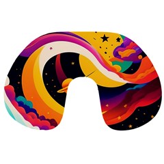 Ai Generated Moon Art Design Graphic Shape Travel Neck Pillow by Ravend