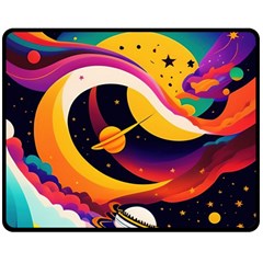 Ai Generated Moon Art Design Graphic Shape Fleece Blanket (medium) by Ravend